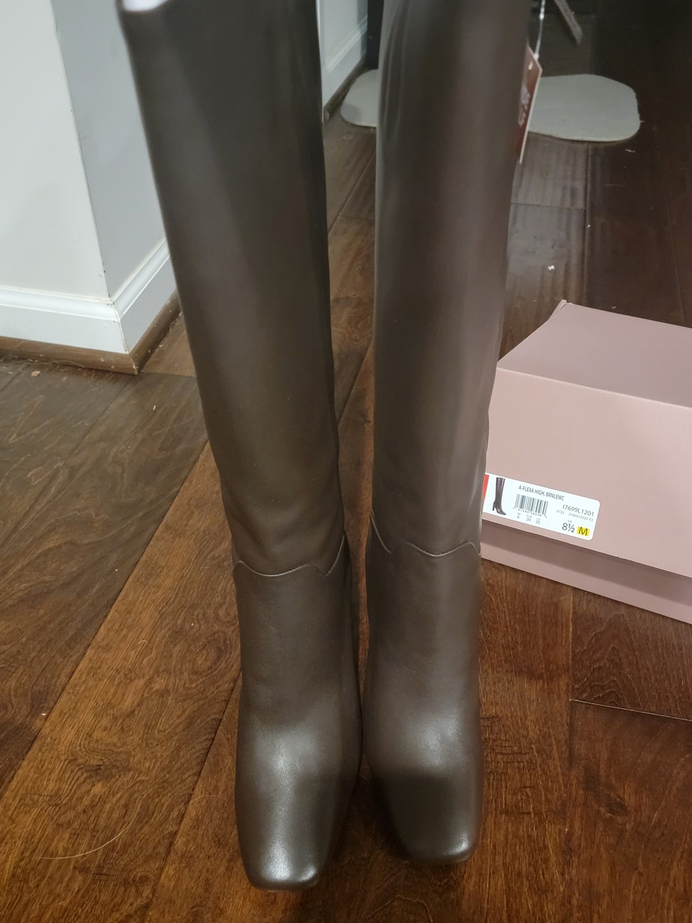 Brand New SARTO Tall Square-Toe Over-the-Knee Boots in Dark Brown Wide Calf